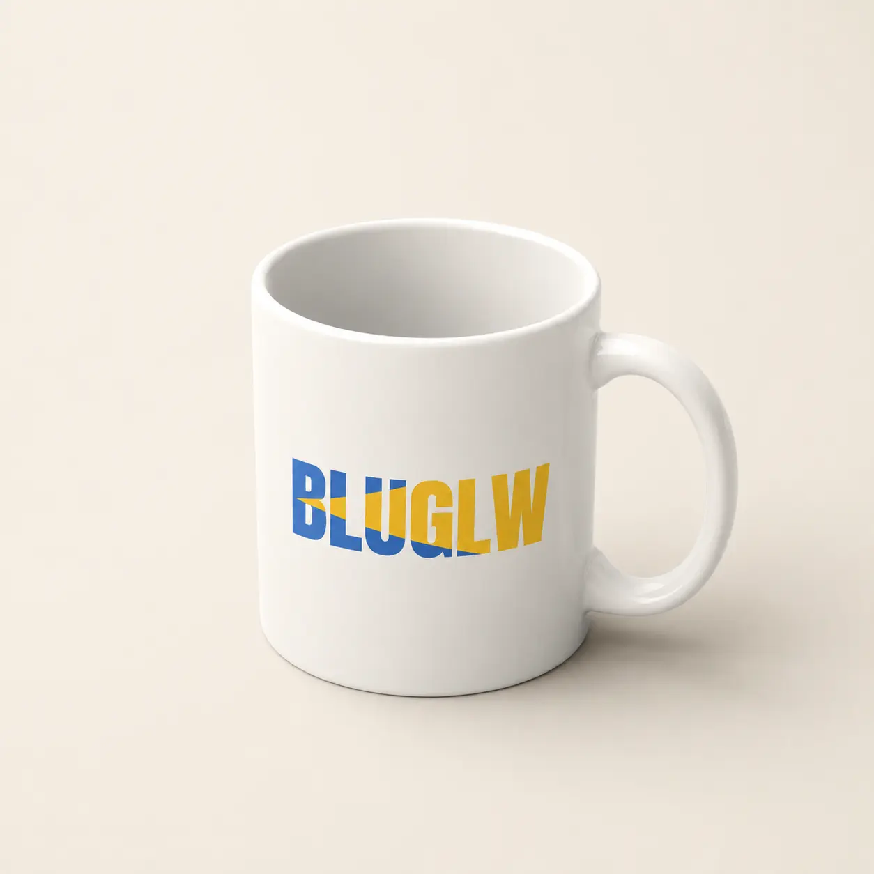 BLUGLW custom branded ceramic coffee mug