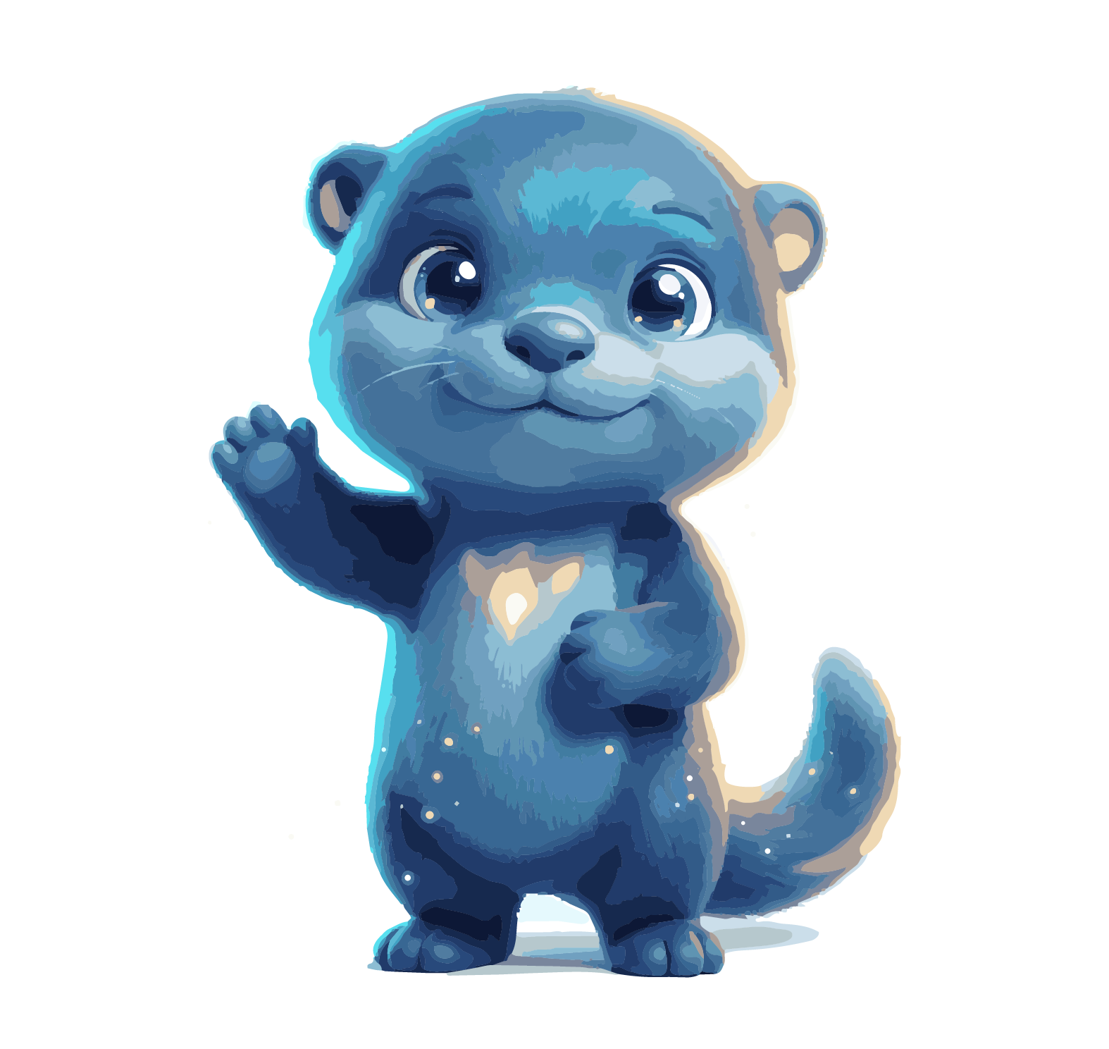3D friendly blue otter brand mascot and character design concept