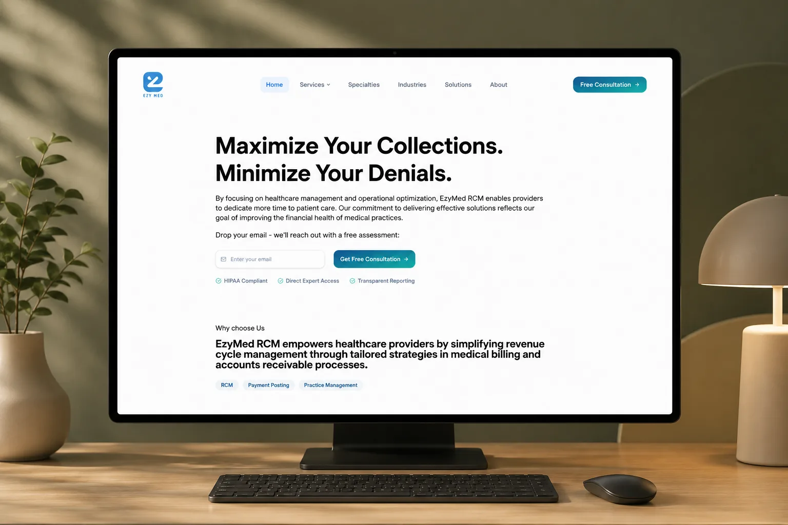 EzyMed Healthcare RCM Website for healthcare providers