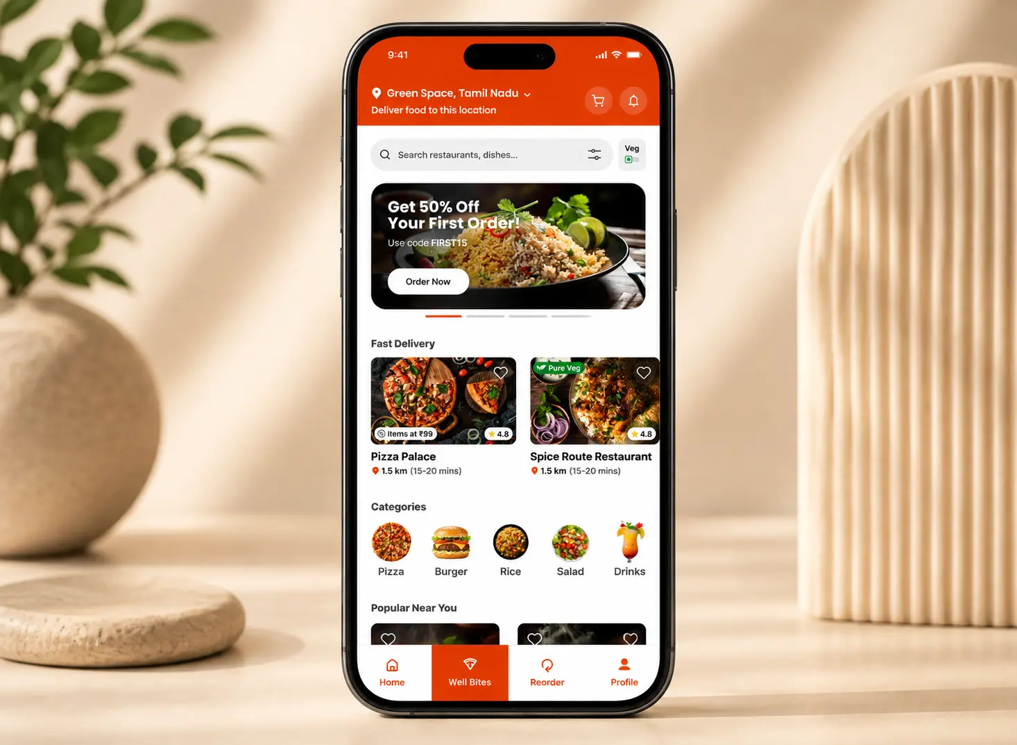 Feastory Food Delivery App interface case study mockups
